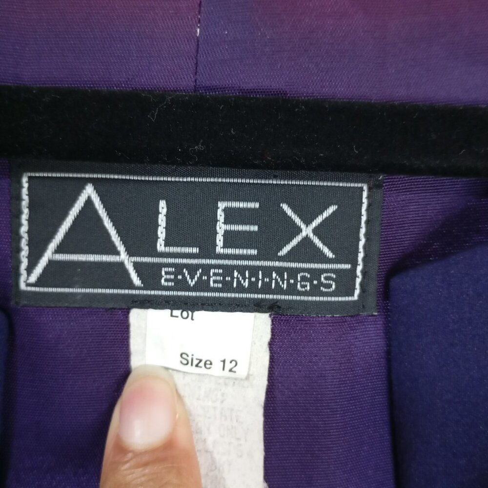 Alex Evenings Blazer Jacket Gold Crystal Clasp Closures Womens Purple Size 12 - Picture 2 of 11